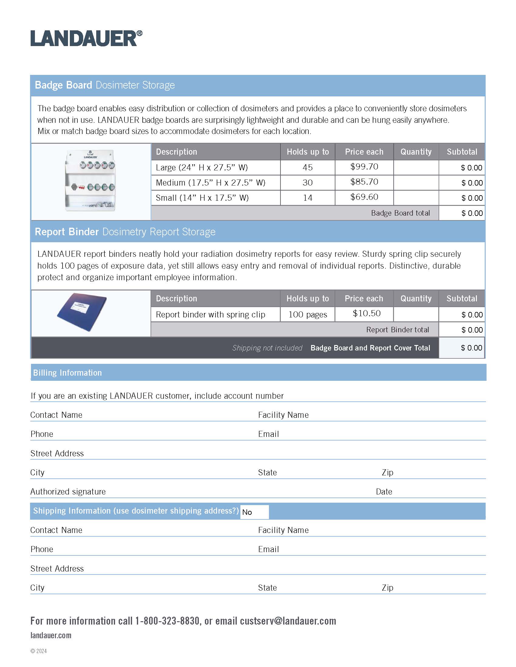 2024 Badge Badge Order Form USA Standard LANDAUER HELP   22375383856283